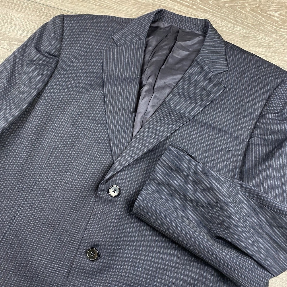 Ermenegildo Zegna Mens 100%‎ Wool 3 Button Sport Coat Blue Stripes 56R